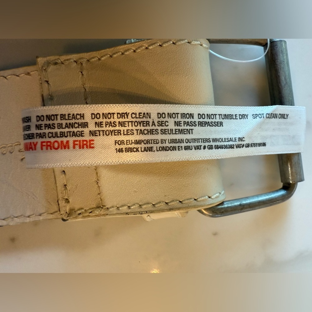 Free People White Leather Diamonte Chain Belt Distressed NEW NWOT - Picture 11 of 11